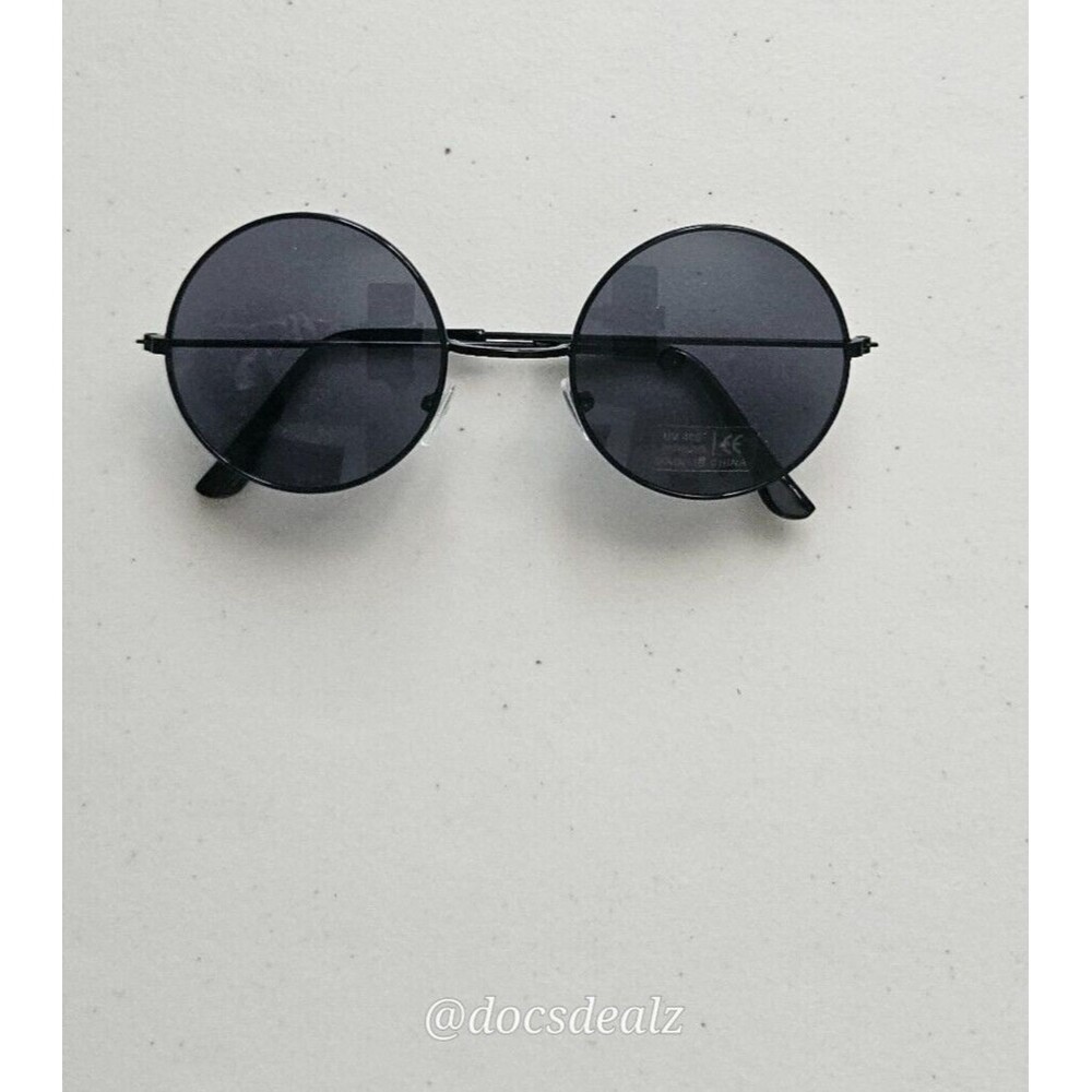 Petals and Peacocks Round Sunglasses with Black lenses and black Metal Frame